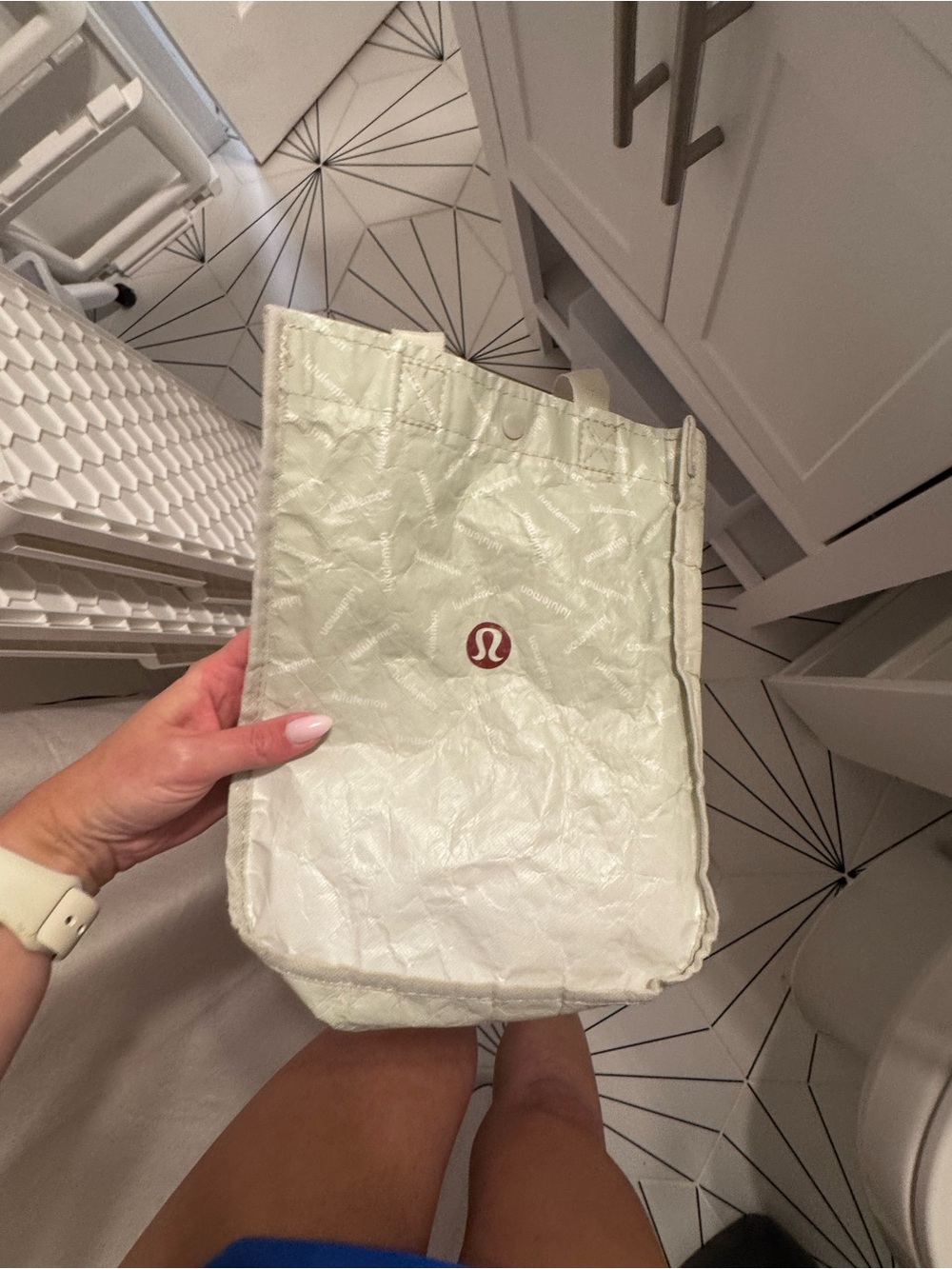 Lululemon White Logo small tote Bag